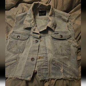 Vintage Wrangler Distressed Denim Vest